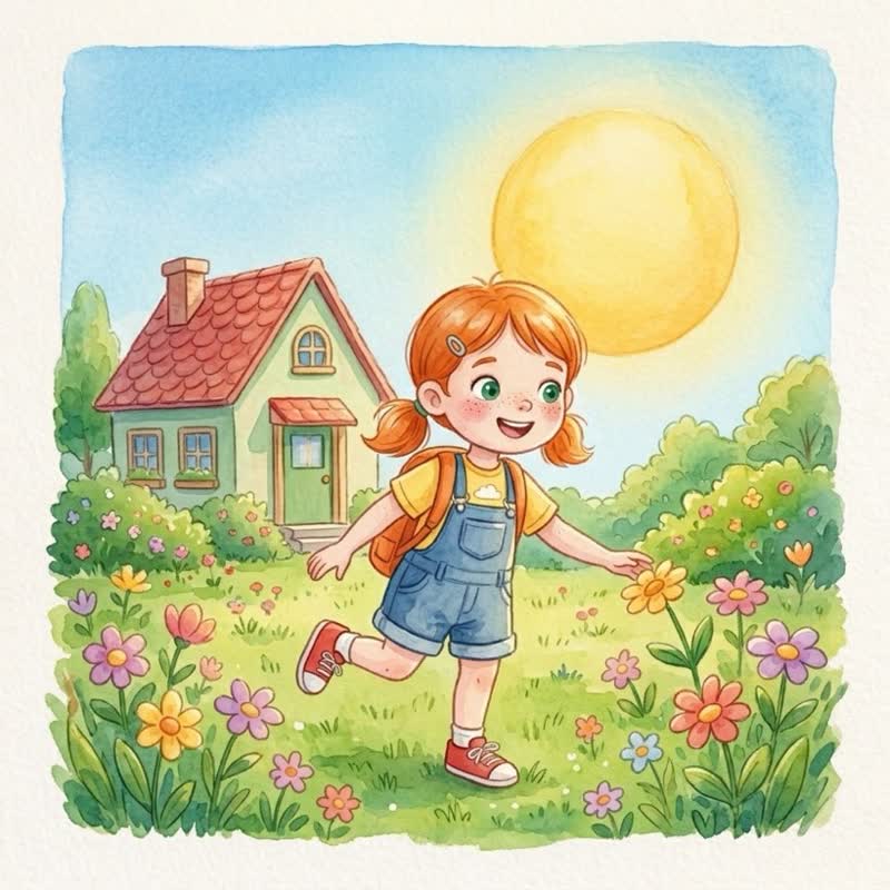 Illustration de « Lina et le Chat Étoilé », style Aquarelle