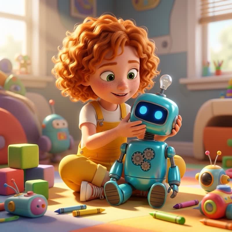 Illustration de « Bip-Bop, le robot rigolo ! », style 3D animé