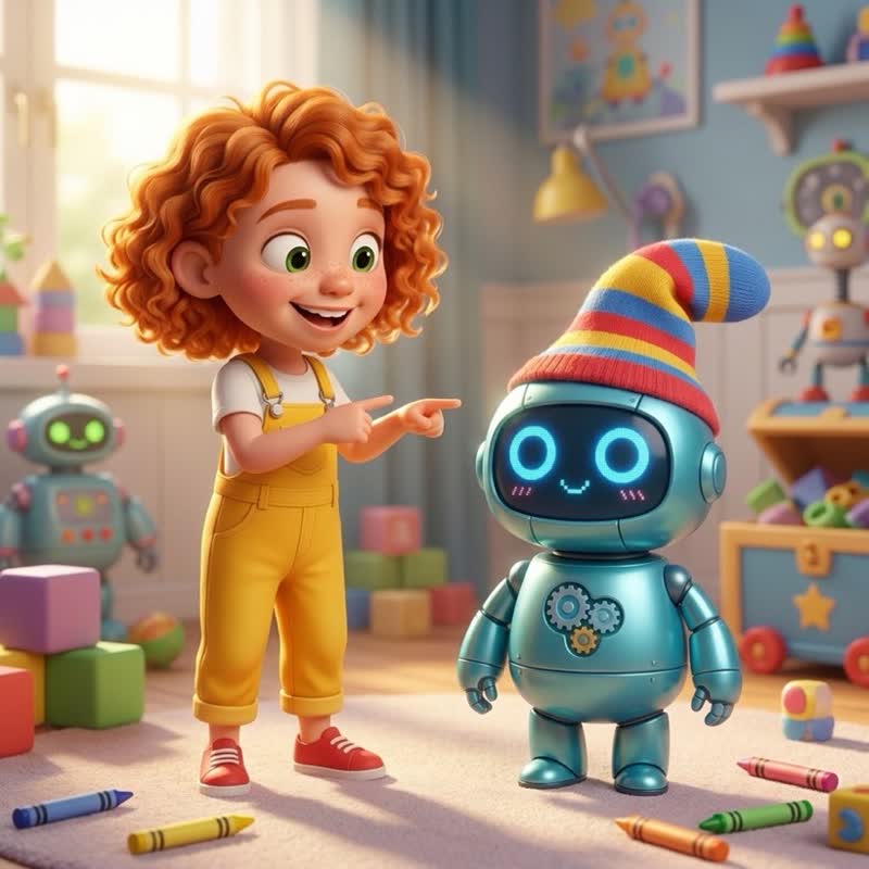 Illustration de « Bip-Bop, le robot rigolo ! », style 3D animé